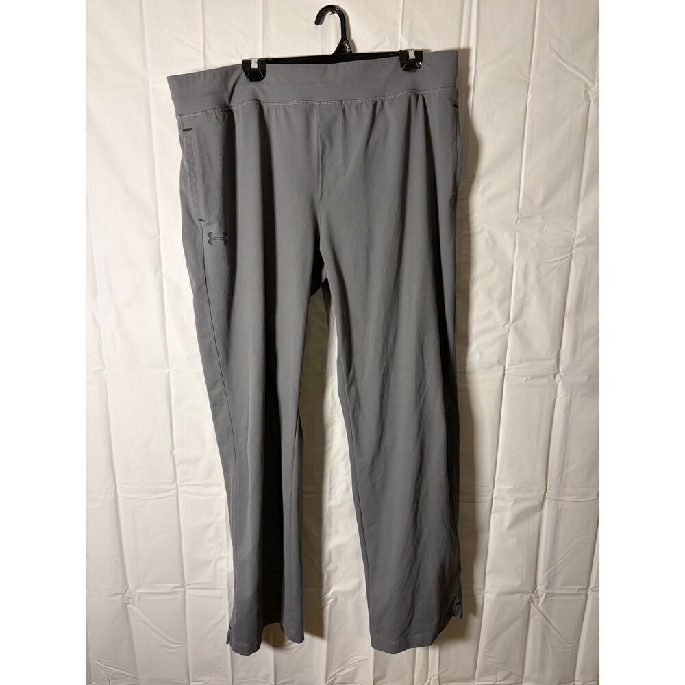 Under Armour Mens Loose Fit Straight Leg Sweatpants Gray Zipper Pocket Size 2XL